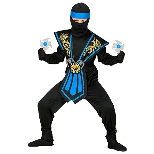 W WIDMANN MILANO Kinderkostüm Ninja mit Waffenset - Kostüm für Kinder (Größe 116 cm) mit Overall, Maske und Ninjawaffen. Perfekt für kleine Krieger, die sich in gefährliche Ninjas verwandeln wollen.