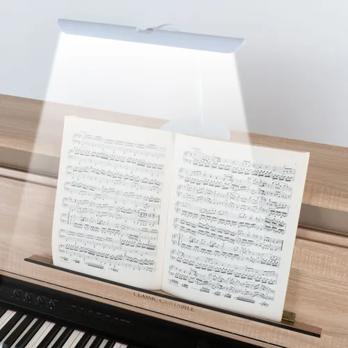 Classic Cantabile 12120WW WM Pianoleuchte Easy Weiß - Zubehör für Tasteninstrumente, stufenlos dimmbare LED-Pianoleuchte mit berührungssensitivem Dimmer für individuelles Licht und flexible Positionierung durch 40 cm Schwanenhals.
