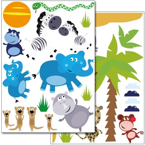 Wandkings Safari Wandsticker Set, 33 Aufkleber, 2 DIN A4 Bögen, Gesamtfläche 60 x 20 cm