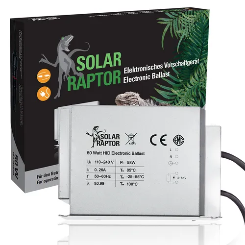 SOLAR RAPTOR® EVG 50Watt - Hochwertiges elektronisches Vorschaltgerät für Terrarienstrahler - Speziallicht für Terrarien, sorgt für optimale Lichtverhältnisse und unterstützt das Wohlbefinden Ihrer Reptilien.