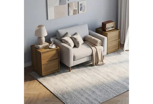 Okwish Nachttisch aus Holzwerkstoff, Eichefarben, 45x54x38 cm