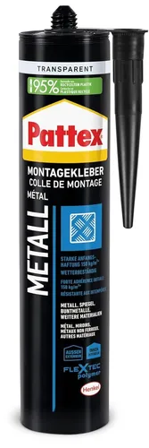 Pattex Montagekleber Metall, PTRTR, für außen 325g, Metallkleber, flexibel und wasserfest, transparent