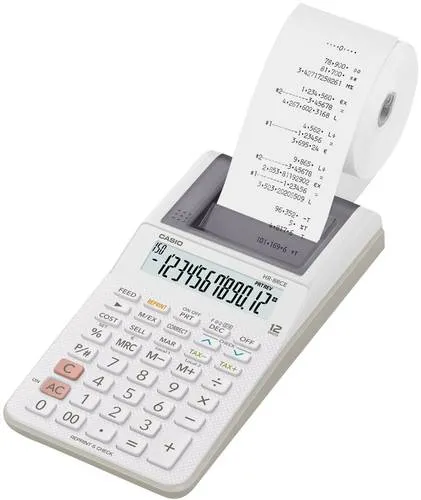 Casio HR-8RCE-WE - Robuster druckender Tischrechner in Weiß mit 12 Stellen, ideal für langlebige Nutzung im Büro oder Zuhause