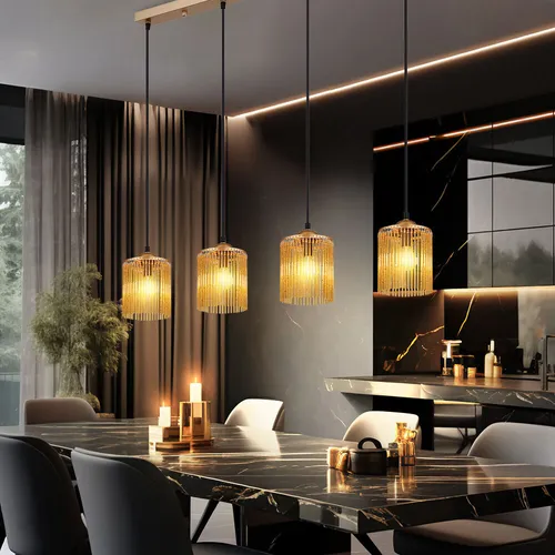 LED Hängeleuchte gold