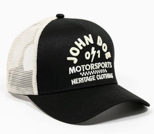 John Doe Cap Trucker Hat Black/White - Stylische Trucker Cap in Schwarz/Weiß, ideal für Männer. Perfekt für Freizeit und Outdoor-Aktivitäten, aus hochwertigem Polyester gefertigt.
