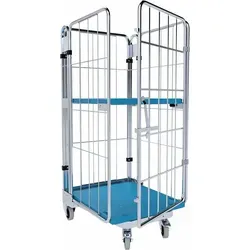 OSWALD Nestbarer Rollbehälter Medium, 500 kg Tragkraft - Platzsparender Rollbehälter mit 725 x 820 x 1.660 mm, 4-seitigem Design und 1 Zwischenboden. Ideal für effiziente Lagerung und Transport, einfach stapelbar und mobil dank leichtgängiger Rollen.