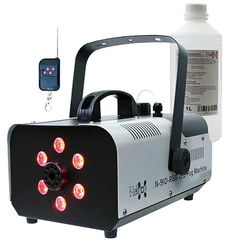 E-Lektron N-910-RGB Nebelmaschine 900W mit LED-Beleuchtung und Funk-Fernbedienung (N-910-RGB inkl. 1L Fluid)