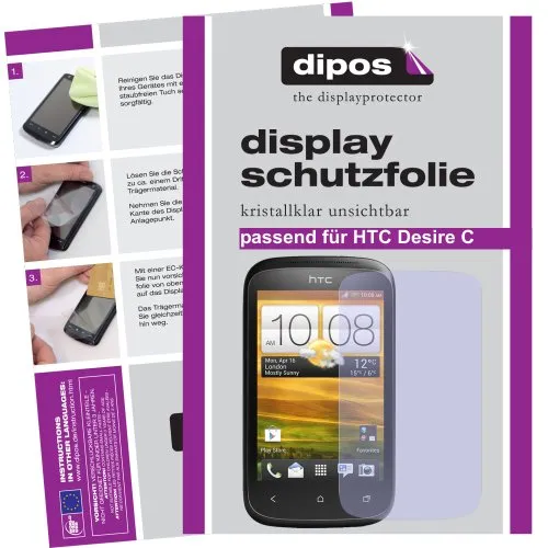 dipos I 2X Schutzfolie klar kompatibel mit HTC Desire C Folie Displayschutzfolie