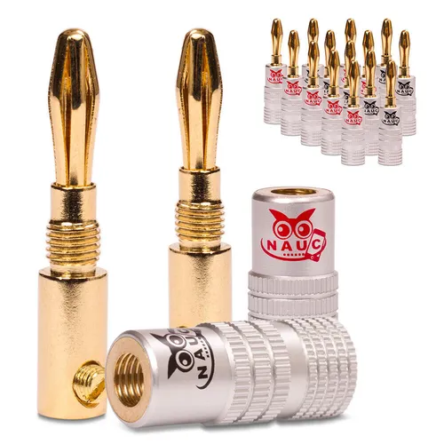 Bananenstecker 4mm NAUC 16x schraubbar vergoldet Lautsprecherkabel Profi Stecker