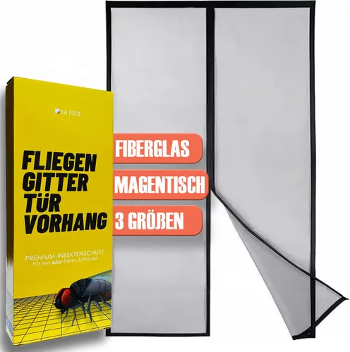 sa roca Fliegengitter Tür aus Fiberglas 210 x 90cm - Hochwertiger Insektenschutz Magnetvorhang