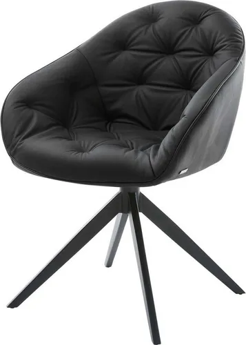 DELIFE Drehstuhl Gaio-Flex aus Echtleder Schwarz mit Wippfunktion