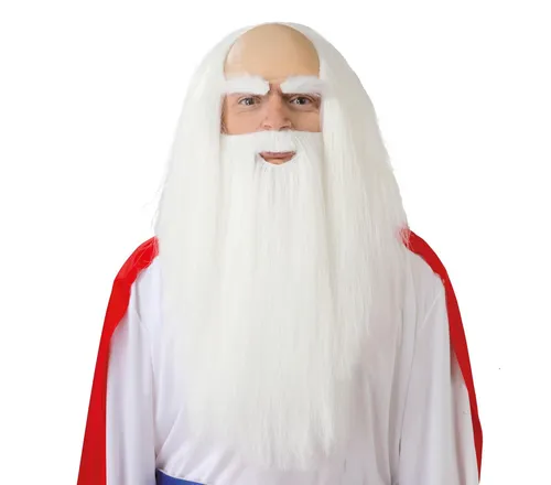 Fiestas Guirca Kostüm-Perücke, Gallier Druiden Bart Set in weiß von Fiestas Guirca