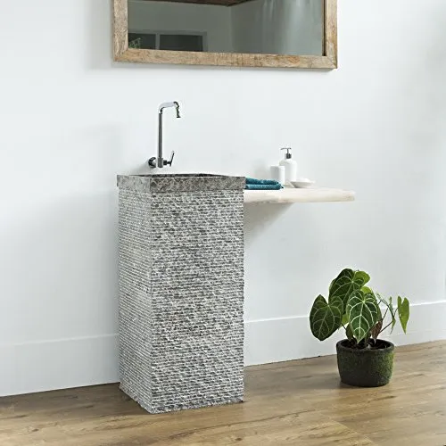 WOHNFREUDEN Marmor KOTAK Waschtischsäule creme 90 cm