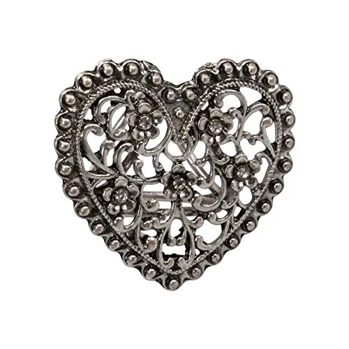 Alpenflüstern Trachten-Tuchhalter Blütenherz antik-silber-farben ADV088