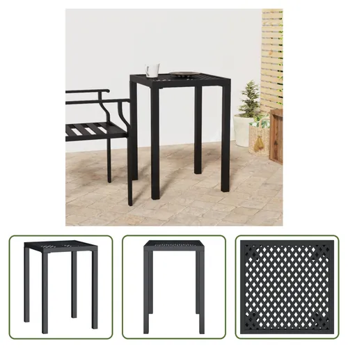 The Living Store Gartentisch Anthrazit 50x50x72 cm aus Stahl