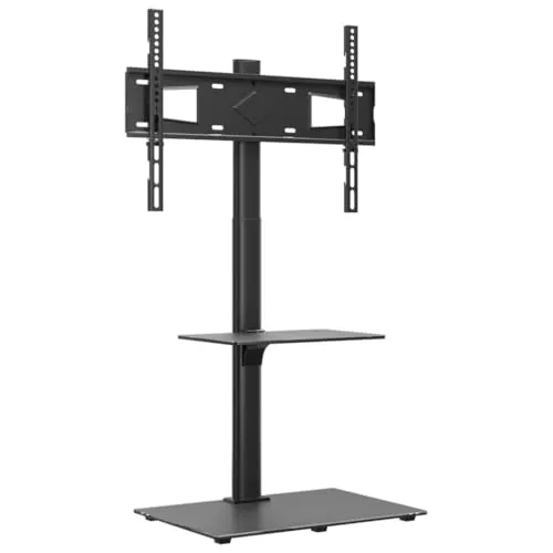 vidaXL TV Eckständer mit Schwenkfunktion für 32-65 Zoll - TV-Halterung mit 2 Ablagen und 25° Schwenkfunktion für optimalen Betrachtungswinkel, platzsparendes Design ideal für kleine Räume.