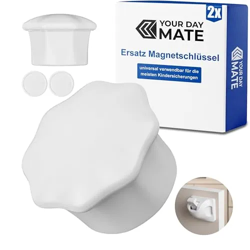 Ersatz Magnetschlüssel für Kindersicherung, 2 Pack, in Weiß, für Schrank- und Schubladensicherung, Schlüssel für Kinder Magnetschloss, Schranktür Babysicherung Ersatzschlüssel, Schranksicherung Magnet
