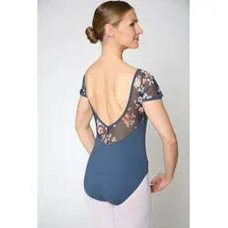 tanzmuster Ballett Trikot Damen Kurzarm - Marleen - Elegantes Design mit BH-Pad-Einschub - Turn-Leotards für Damen, elegantes Balletttrikot mit geblümten Netzeinsätzen und extra Halt durch BH-Einschub für optimale Bewegungsfreiheit.
