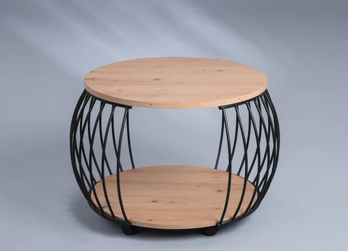 Livetastic Couchtisch - Rund, Schwarz & Eiche Artisan - Eleganter Couchtisch mit rostfreien Rollen, ideal für modernes Wohnen. Maße: 60x47x60 cm, aus robustem Holzwerkstoff und Metall.