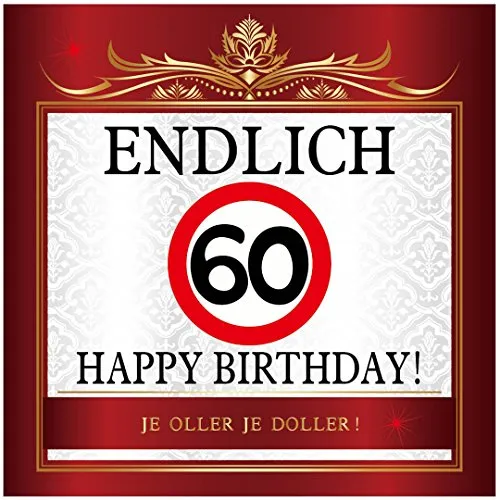 Aufkleber zum Geburtstag mit Text und Zahl - Endlich 60