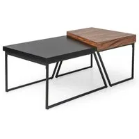 COSTWAY 2er Satztisch Set industriell aus Holz und Metall