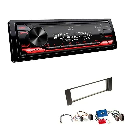 JVC KD-X282DBT 1-DIN Digital Autoradio DAB+ Bluetooth USB Einbauset kompatibel mit Audi A4 Cabrio 2002-2006 schwarz
