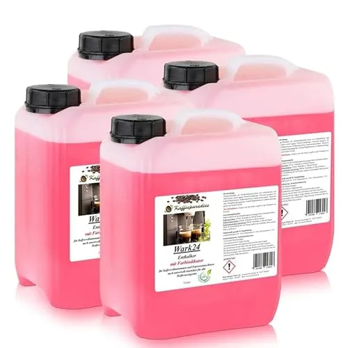 Wark24 Flüssig Entkalker 5 Liter mit Farbindikator für Kaffeevollautomaten - Entkalker für Kaffeevollautomaten, mit innovativem Farbindikator zur optimalen Dosierung und 100% biologisch abbaubar. Ideal für eine zuverlässige und umweltfreundliche Reinigung!