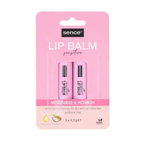 Sence Lippenpflegestift Sensitive 2er Pack à 4,3g – Vegan für zarte Lippen - Hochwertiger Lippenbalsam im praktischen 2er Pack, ideal für die tägliche Pflege zarter Lippen. Vegan und sanft zur Haut.