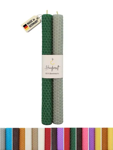 Wachsmann Bienenprodukte Bienenwachskerze handgerollt, 100 % Bienenwachs, 2er Set in vielen Farben