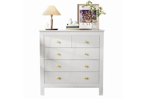 Merax Kommode mit fünf Schubladen und goldenen Metallgriffe, Schubkastenkommode,Sideboard,Wohnzimmerschrank