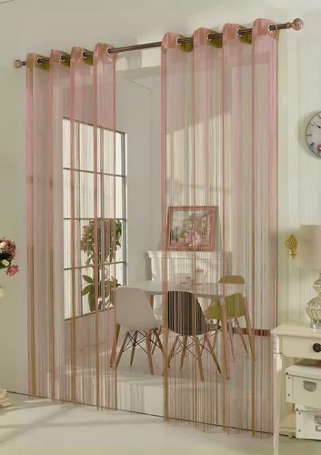 Fadengardine Fadenstore Vorhang mit Ösen Raumteiler 140 x 250 cm, Rosa