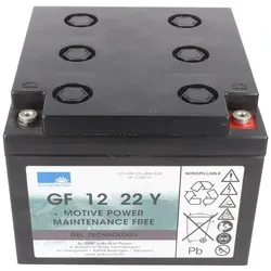 GF1222YT Sonnenschein Motive Power 12V 22Ah Akku - Hochwertiger 12V Blei-Gel Akku mit 22Ah für zyklenfeste Anwendungen. Ideal für elektrische Rollstühle oder Golf-Caddies. Wartungsfrei und langlebig, mit einer Lebensdauer von 3-5 Jahren.