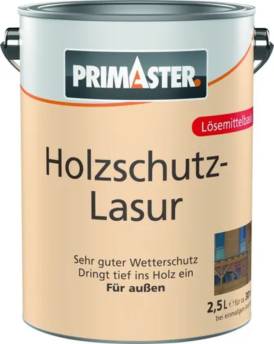 Primaster Holzschutz-Lasur 2,5 L farblos - Holzschutz & -lasuren, schützt Ihr Holz effektiv vor Witterungseinflüssen und erhält die natürliche Schönheit des Materials.
