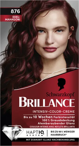 BRILLANCE Intensiv-Color-Creme876Edelmahagoni Stufe3,100 % Grauabdeckung1x 170ml