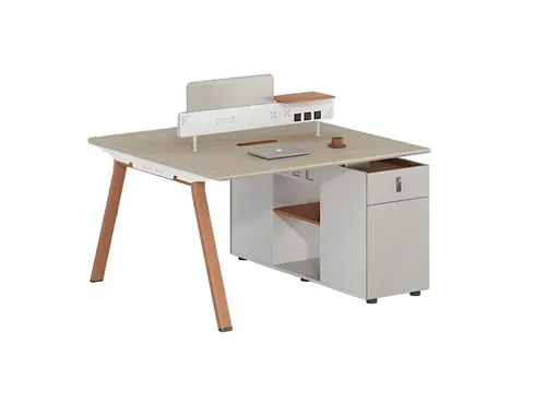 Bürotisch für 2 Personen – Moderner Tisch in Beige für das Büro - Ideal für die Zusammenarbeit: Moderner Bürotisch für 2 Personen, mit 2 Schubladen und 1 Regal, bietet ausreichend Stauraum. Maße: 240 x 120 x 110 cm, aus hochwertigem Holz, perfekt für das Arbeitszimmer.