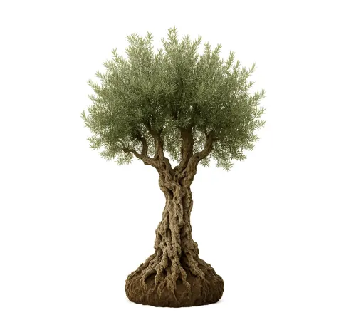 Olivenbaum XXL – 150 Jahre alter Olea Europaea - Künstliche Pflanzen – Einzigartiger Olivenbaum mit knorrigem Stamm und silbrig-grüner Krone, ideal für Gärten oder Terrassen. Jede Pflanze ist ein Unikat und strahlt mediterranen Charme aus.