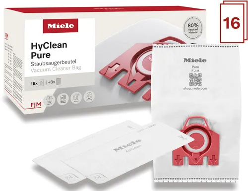 Miele Staubsaugerbeutel FJM HyClean Pure 2.0 - XXL-Pack mit 16 St. - Staubsaugerbeutel für Miele Staubsauger, beste Filtrationsleistung von 99,99% dank Miele AirClean-System für saubere Luft.