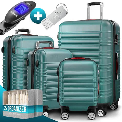 monzana Kofferset mit Zwillingsrollen und Zahlenschloss - Koffer-Set mit hoher Strapazierfähigkeit und leichtem Gewicht. Inklusive Kofferwaage und Gepäckgurt, ideal für stressfreies Reisen.