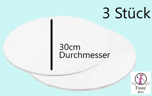 Tortenunterlage 3St. im Set weiß  30cm beschichtet stabil cakeboard Card Platte