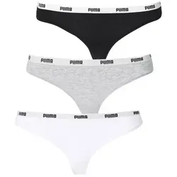 PUMA Damen String Thong H schen, Weiß/Grau Schwarz, M EU - Funktionsunterwäsche aus weichem Baumwollstretchgewebe für optimalen Tragekomfort und minimale Bedeckung – ideal für den Alltag.