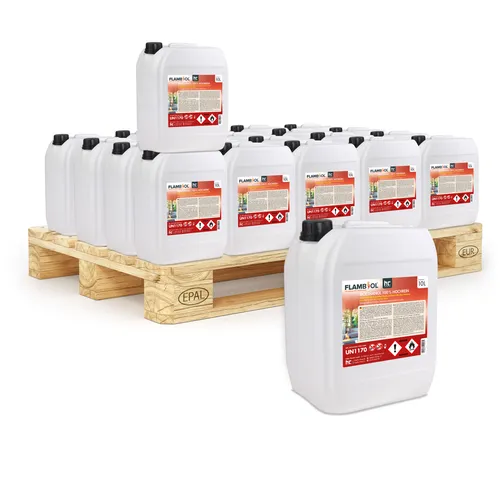 Höfer Chemie Bioethanol 100% Hochrein FLAMBIOL® 40x 10 L - Bioethanol für Dekofeuer & Kamine, umweltfreundlich mit geruchsneutraler Verbrennung. Ideal für saubere, kostengünstige Wärme und Atmosphäre.