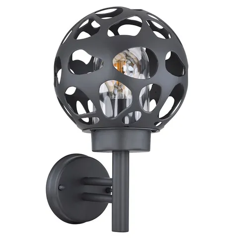 Smart Wandleuchte Kugel 20 cm - Moderne Außenleuchte mit App Steuerung - Lampen: Stylische Außenwandleuchte aus anthrazitfarbenem Aluminium mit IP44 Schutz. Die RGB LED sorgt für stimmungsvolle Beleuchtung, steuerbar per App oder Sprachbefehl.