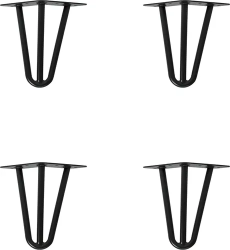 Natural Goods Berlin HAIRPIN Legs - 15 cm Möbelfüße, Schwarz, 4 Stück - Perfekte DIY-Möbelfüße für Esstische, Couchtische und mehr. Aus robustem 12mm Rundstahl gefertigt, bieten sie Stabilität und Langlebigkeit. In verschiedenen Farben erhältlich – ideal für jedes Projekt!