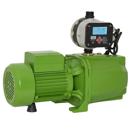 JET Gartenpumpe 1,5 kW - Selbstsaugend bis 9m - Wasserpumpen mit 6000 L/h Fördermenge und einstellbarem Druckschalter für flexible Anwendungen im Garten. Robuste Bauweise mit Trockenlaufschutz für zuverlässigen Betrieb.
