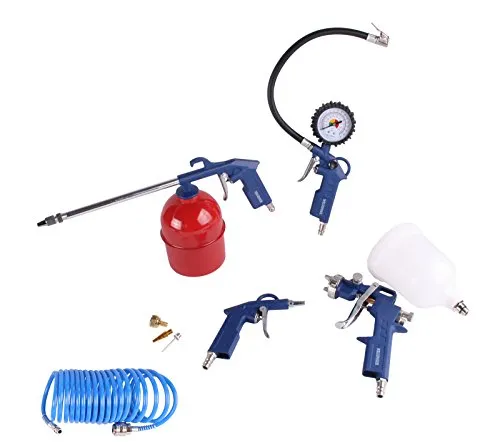 WELDINGER Kompressorzubehörset XL 8-teilig (Reifenbefüller Spritzpistole Druckluftset)