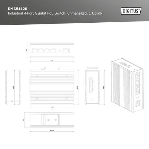 Digitus DN-651120 Industrial Ethernet Switch in blau von DIGITUS