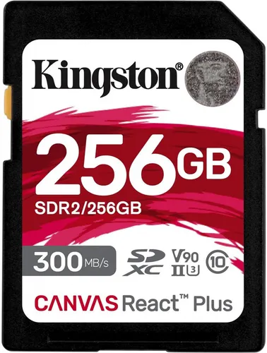 Kingston 256 GB Canvas React Plus SDXC UHS-II - Hochgeschwindigkeits-Speicherkarte für Full HD, 4K und 8K Videodreh, ideal für professionelle Fotografen und Videografen