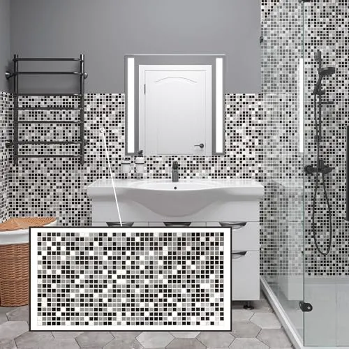 3D-Wandpaneele PVC | Mosaik Optik | 1-20 Platten - 0.5-10 m² | Für Wohnzimmer, Küche & Bad | Einfache DIY-Montage (1, Black)