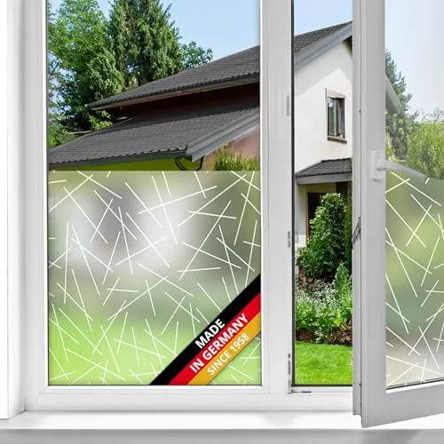 d-c-fix Fensterfolie Mikado - 67,5 cm x 1,5 m – statische Sichtschutzfolie mit modernem Muster für Glasflächen – selbsthaftend, blickdicht, dekorativ