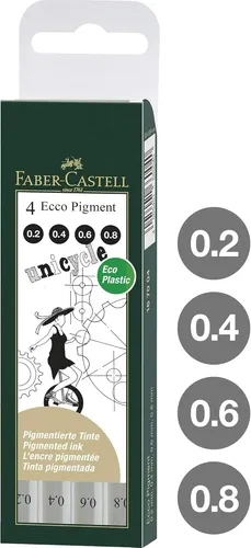 FABER-CASTELL Pigmentliner ECCO PIGMENT schwarz 4er Etui in schwarz von Faber-Castell
